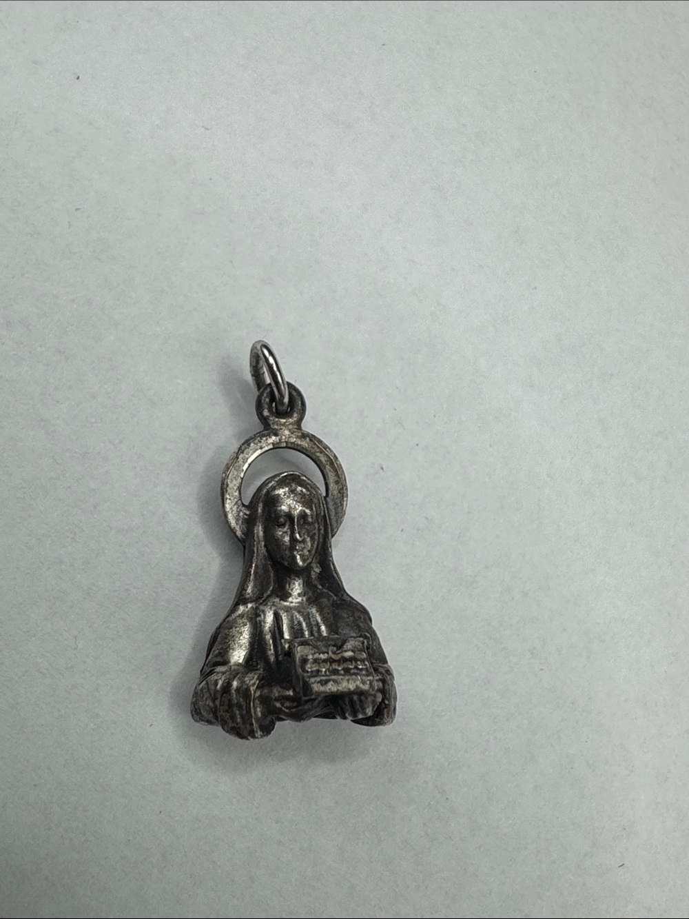 Sterling Silver Religious Virgin Mary Pendant Charm .295oz